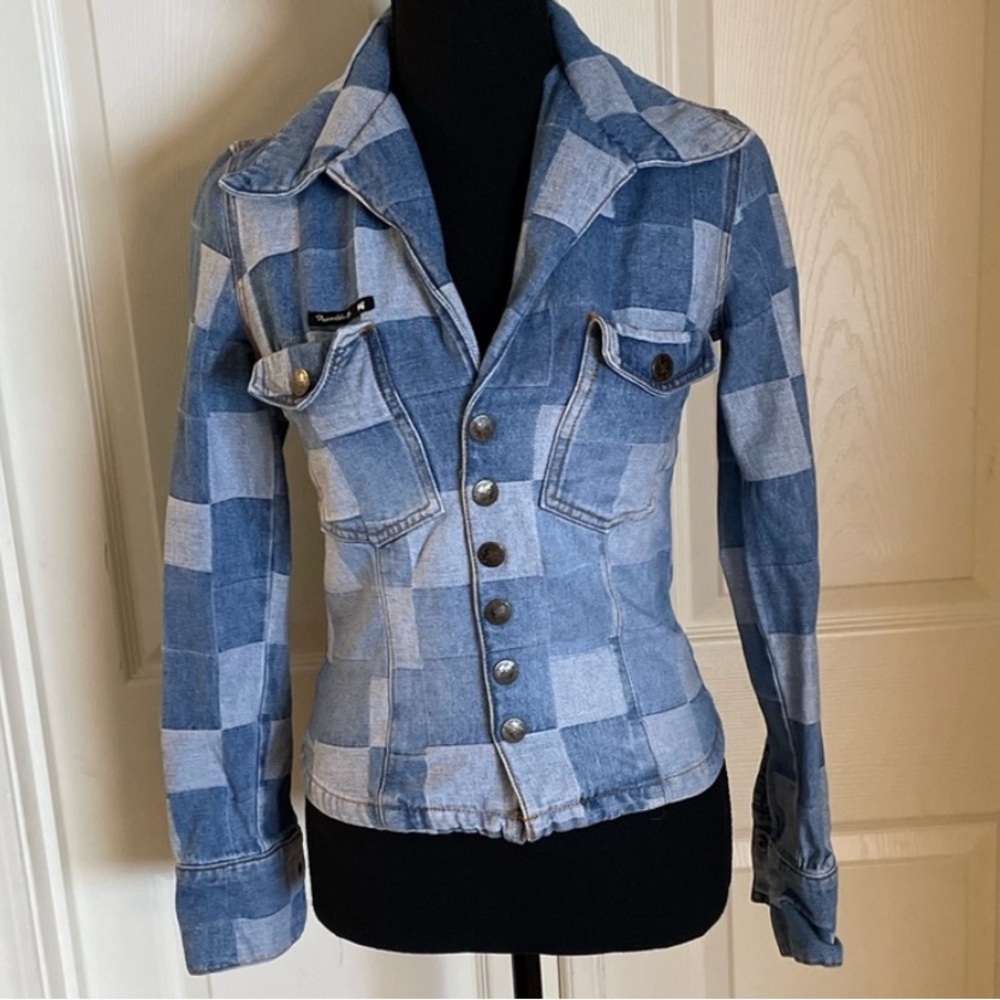 ♥️… Frankie B Checkered Jean Jacket